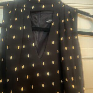 White House Black Market Midi Dress Black with Gold Accents Size 0